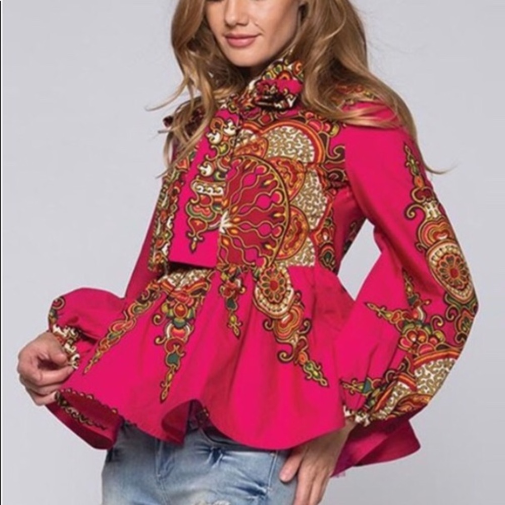 Dashiki Print Blouse